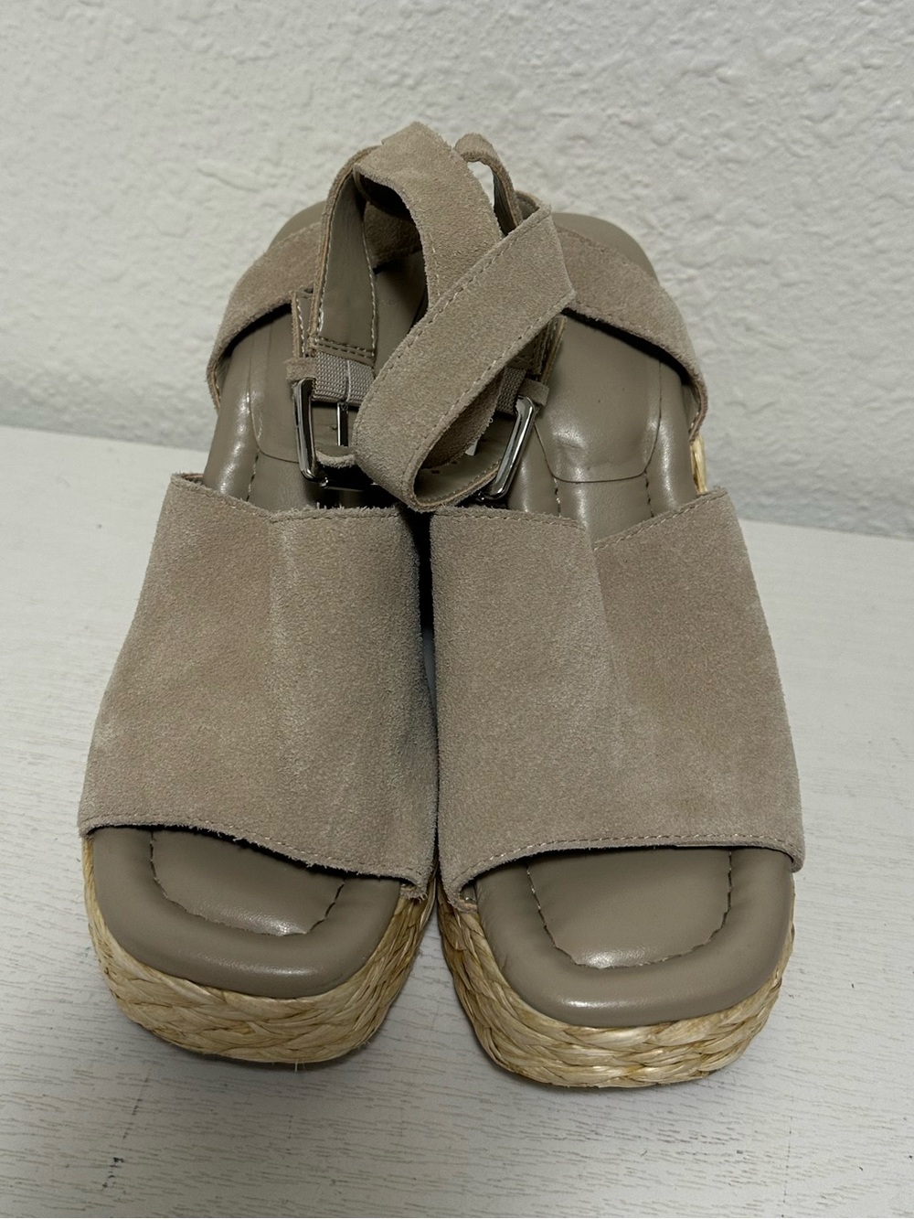 Marc fisher Women’s Taupe Suede Espadrille Wedge Sandals - Picture 7 of 8